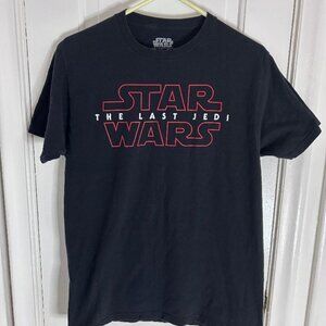 Star Wars Shirt Mens Black Short Sleeve The last Jedi Cotton Size Med